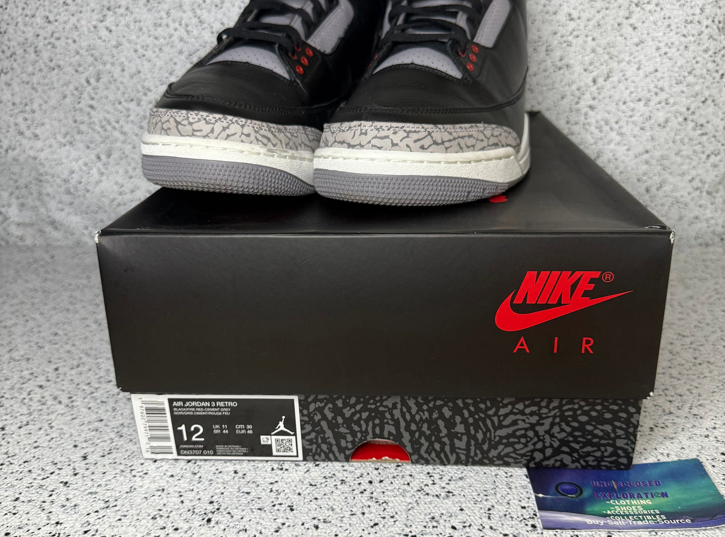 Jordan 3 Black Cement 12 Men/13.5 Women “Preowned”