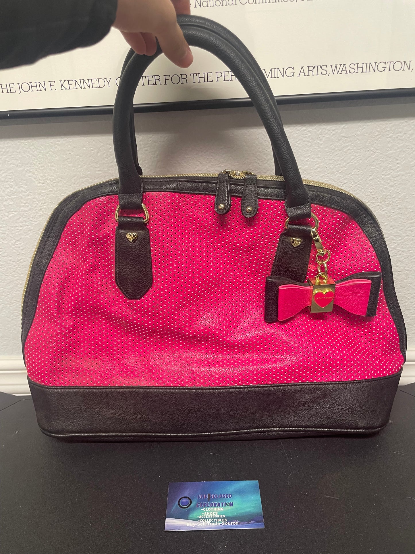 Betsey Johnson black & hot pink bag