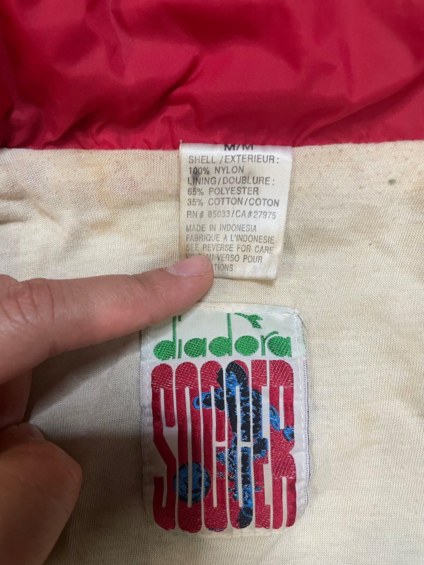 Vintage 1990s diadora white & red windbreaker