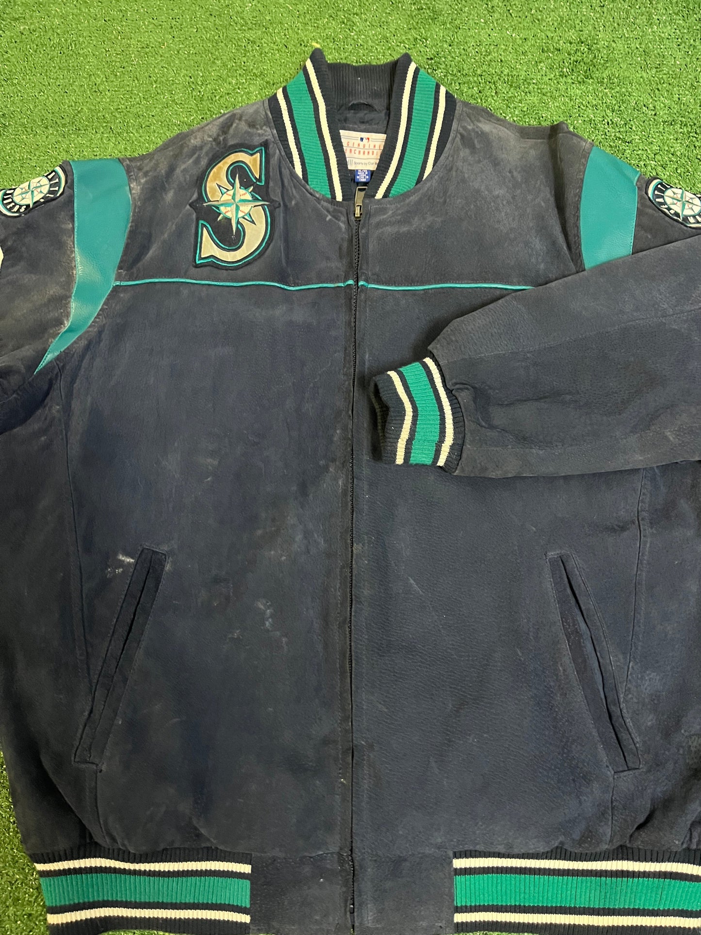 Vintage 1990s Seattle mariners leather and suede jacket