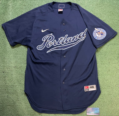 Vintage Nike Portland Beavers navy blue baseball #30 jersey