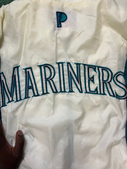 Vintage 1990s Seattle mariners white & blue pro player jacket