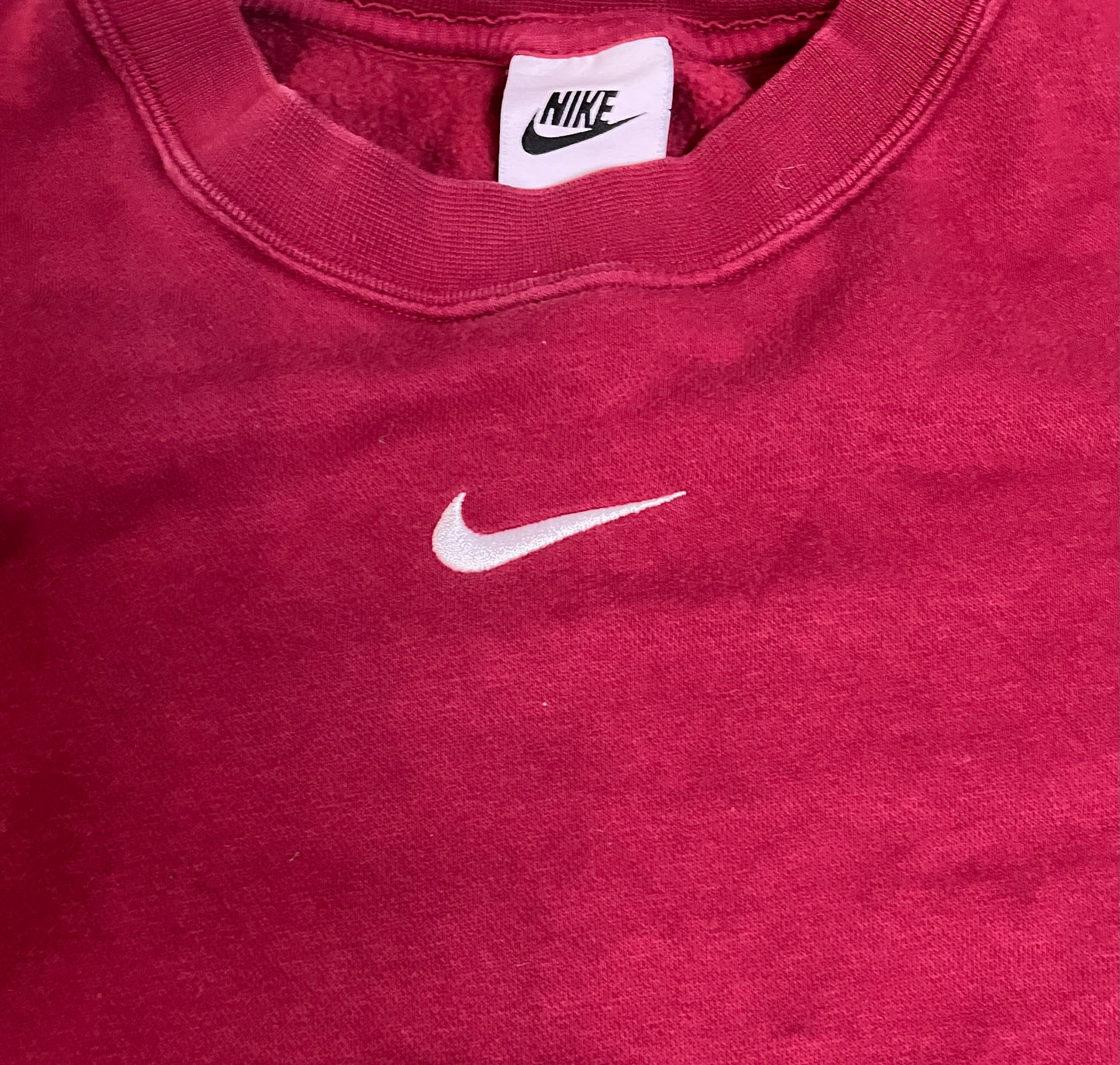 Nike oversized burgundy center swoosh crewneck