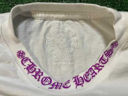 Chrome Hearts white and purple neck logo tee