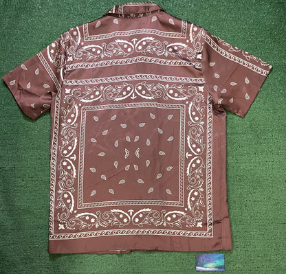 Pacsun brown & white brown paisley button up