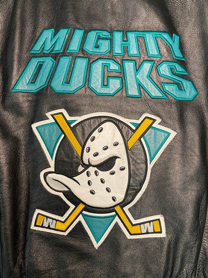 Vintage 1990s mighty ducks of Anaheim NHL leather jacket