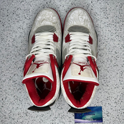 Jordan 4 White Laser Fire Red 9.5 Men “Preowned”