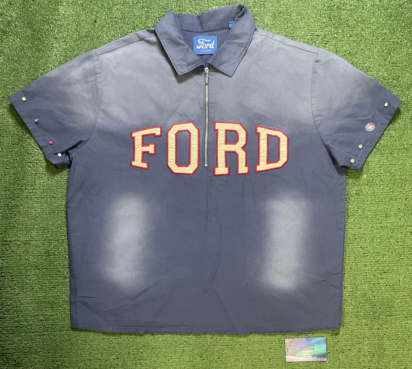 Ford quarter zip studded shirt