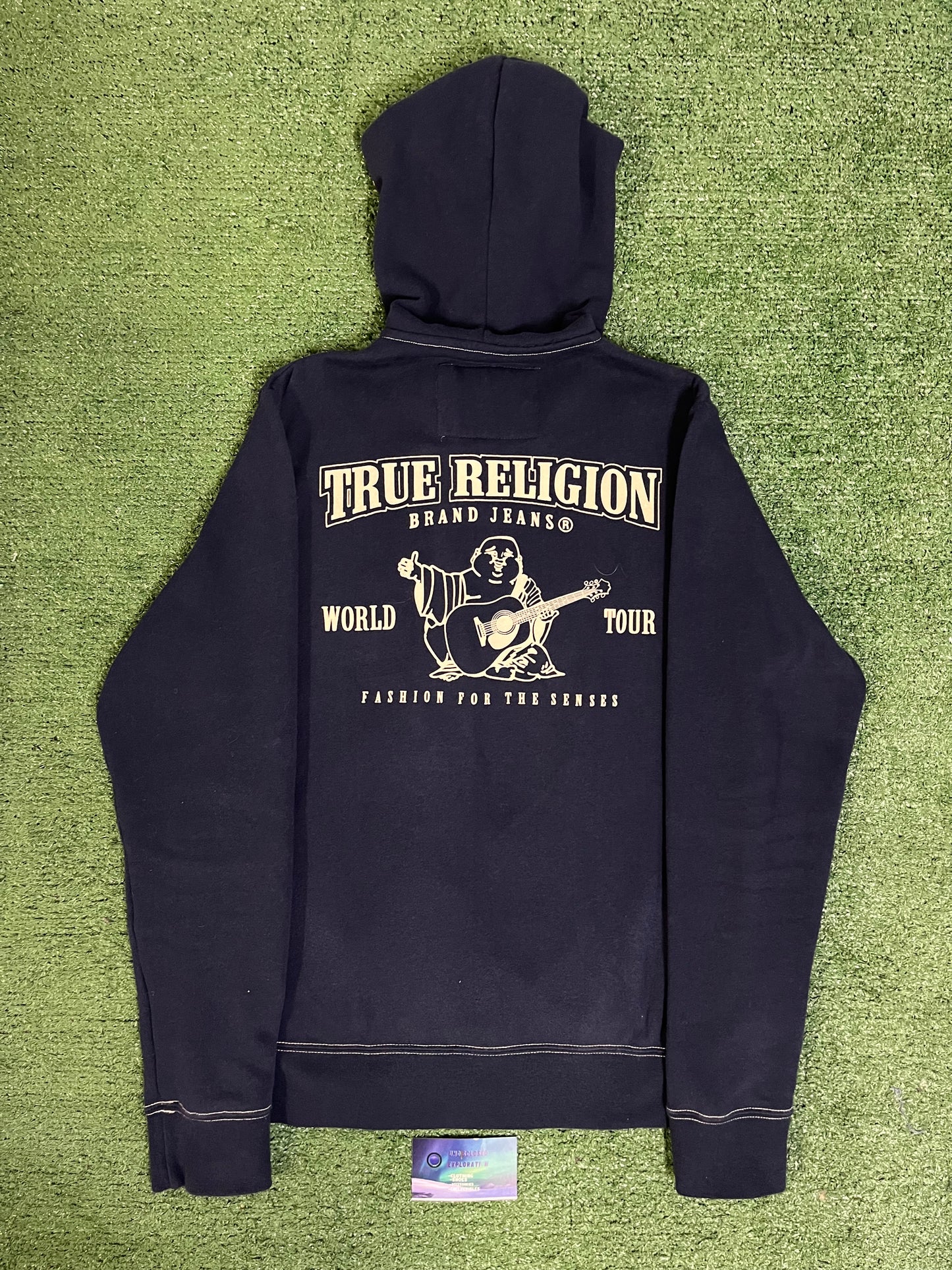 true religion navy zip up hoodie