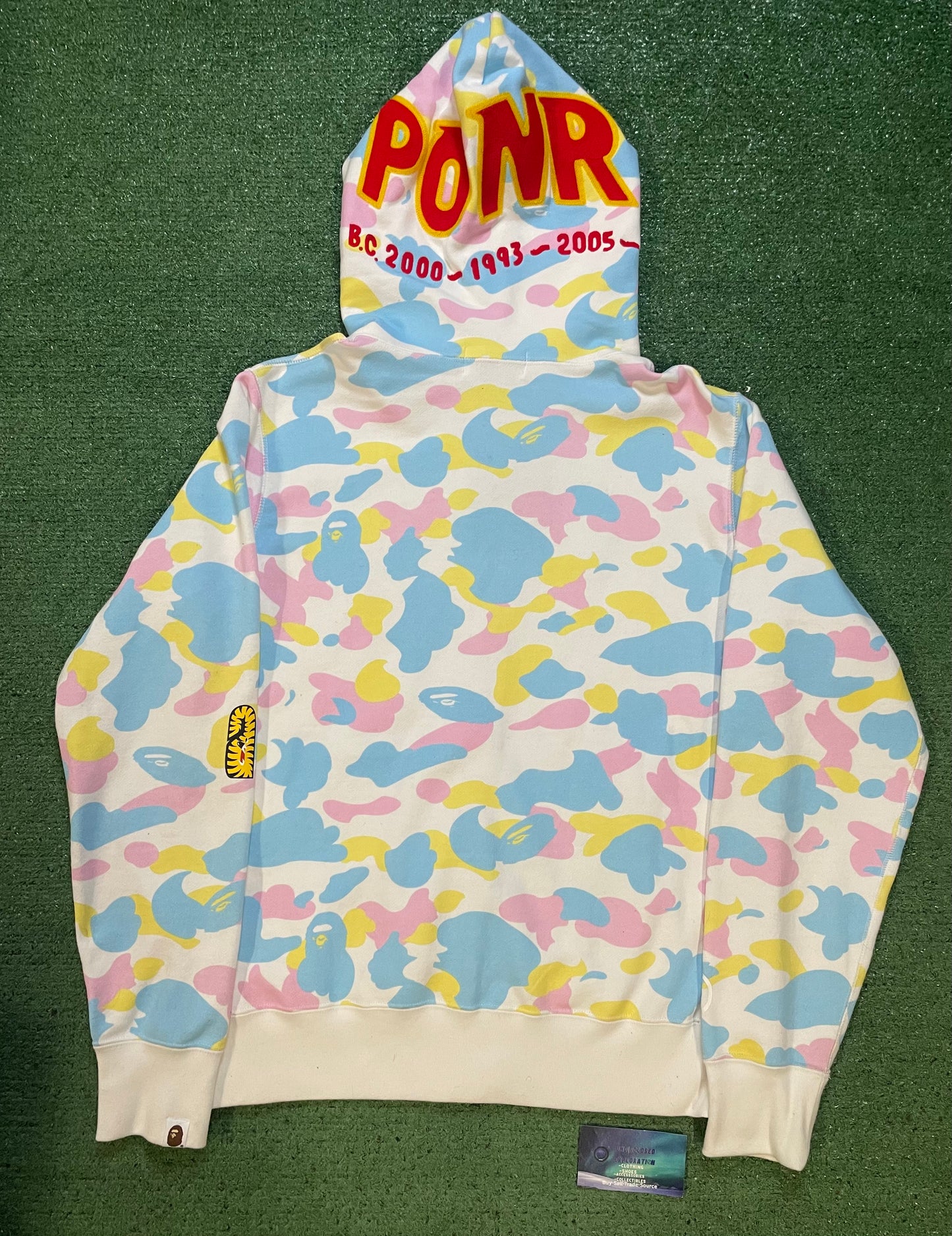 Bape white multi camo cotton candy shark hoodie