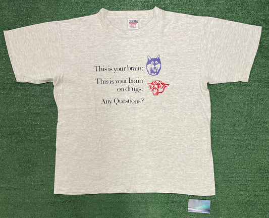 Vintage 1990s UW University of Washington Huskies Vs WSU Washington state university tee