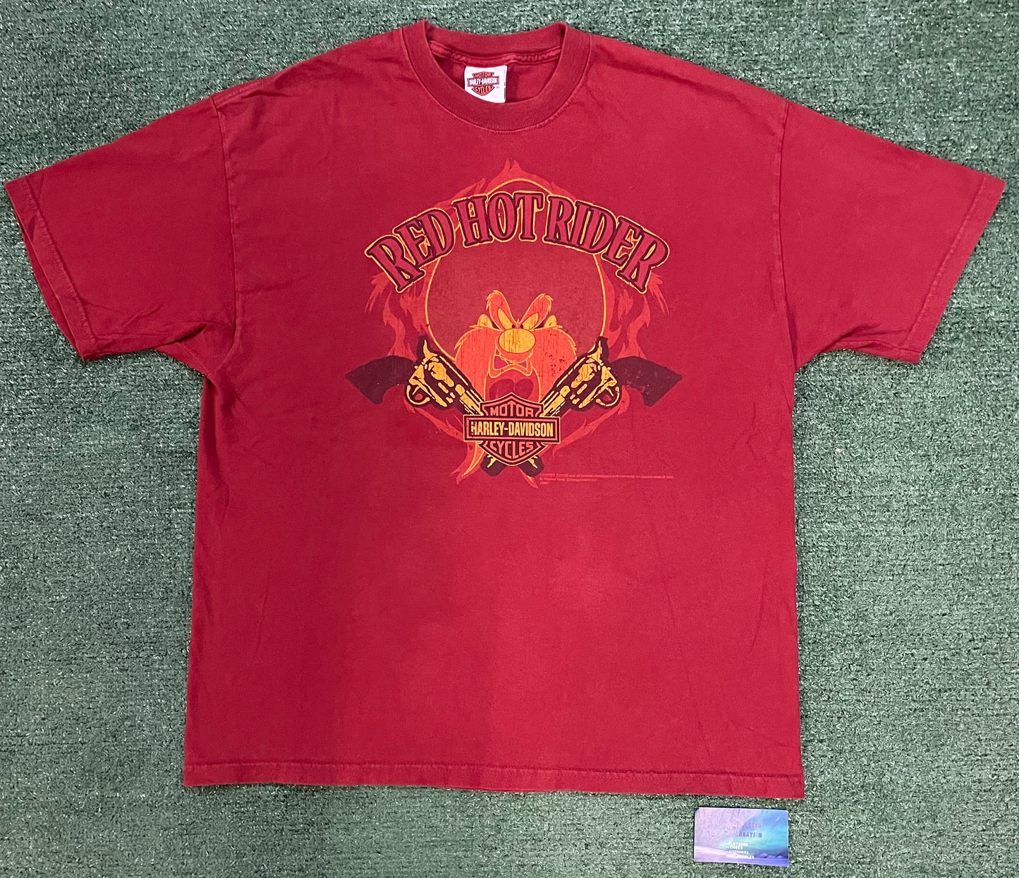 Vintage 1990s Harley Davidson Red Hot Rider looney tunes tee
