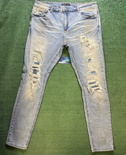 Embellish light wash distressed jeans