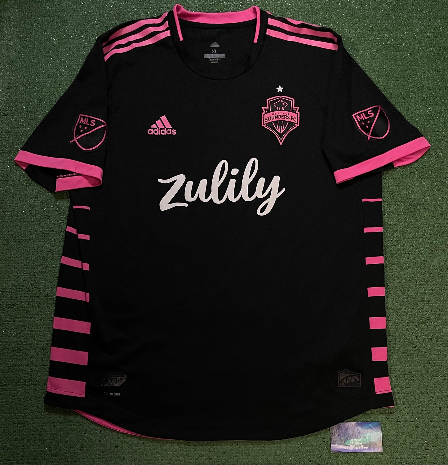 Adidas Seattle Sounders FC away black & pink jersey