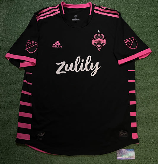 Adidas Seattle Sounders FC away black & pink jersey