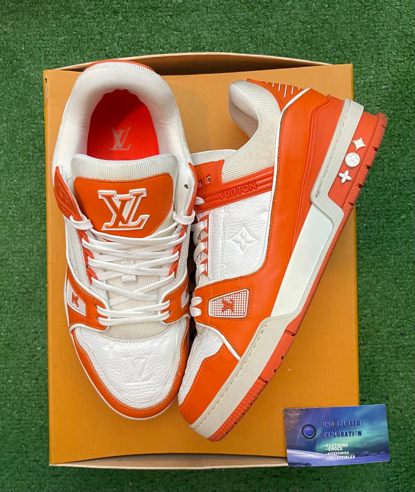 Louis Vuitton LV Trainer Orange Size 8LV/10 US “Preowned”