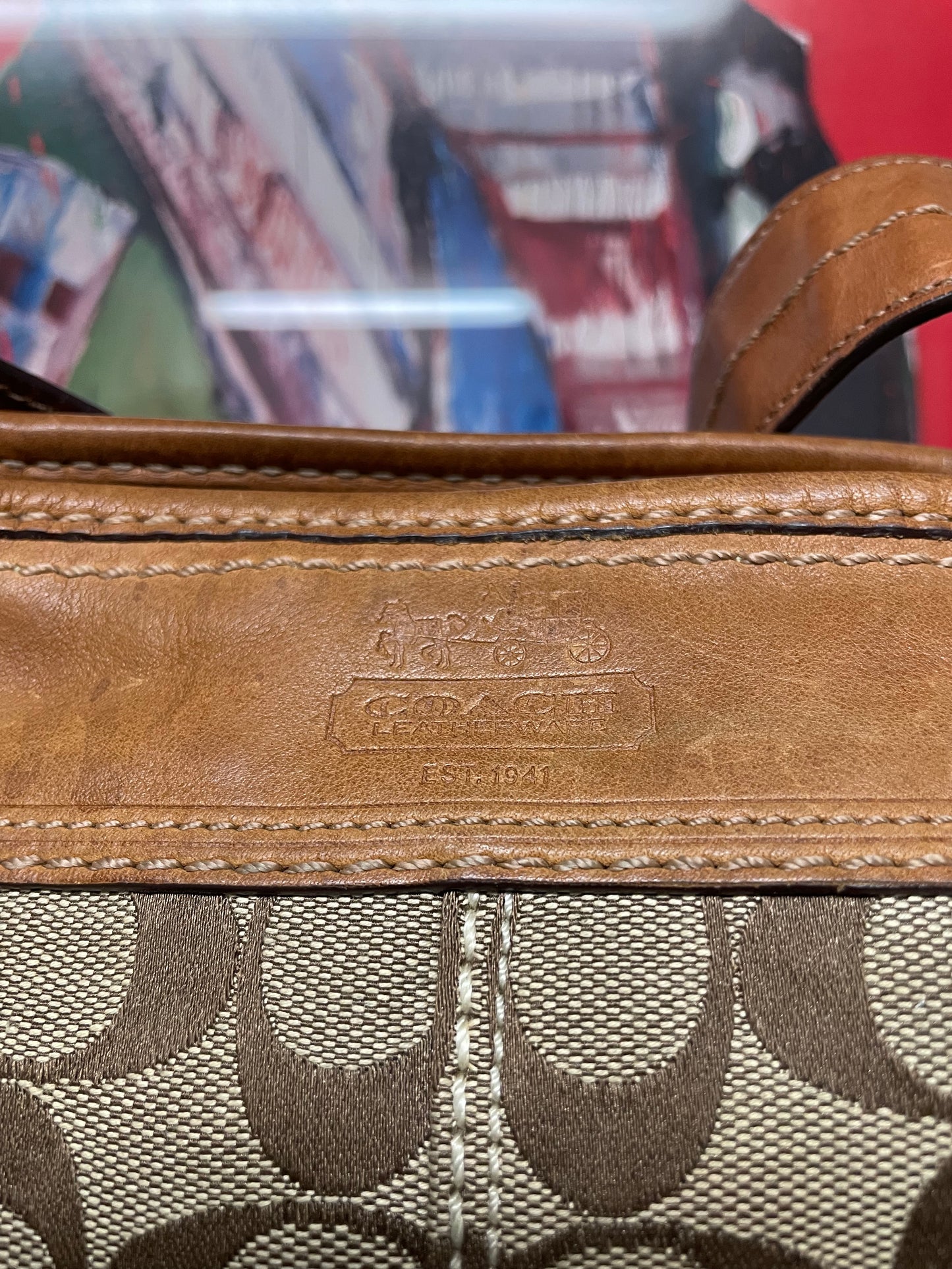 Coach brown and tan Bleecker Signature jacquard shoulder bag