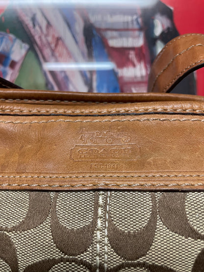 Coach brown and tan Bleecker Signature jacquard shoulder bag