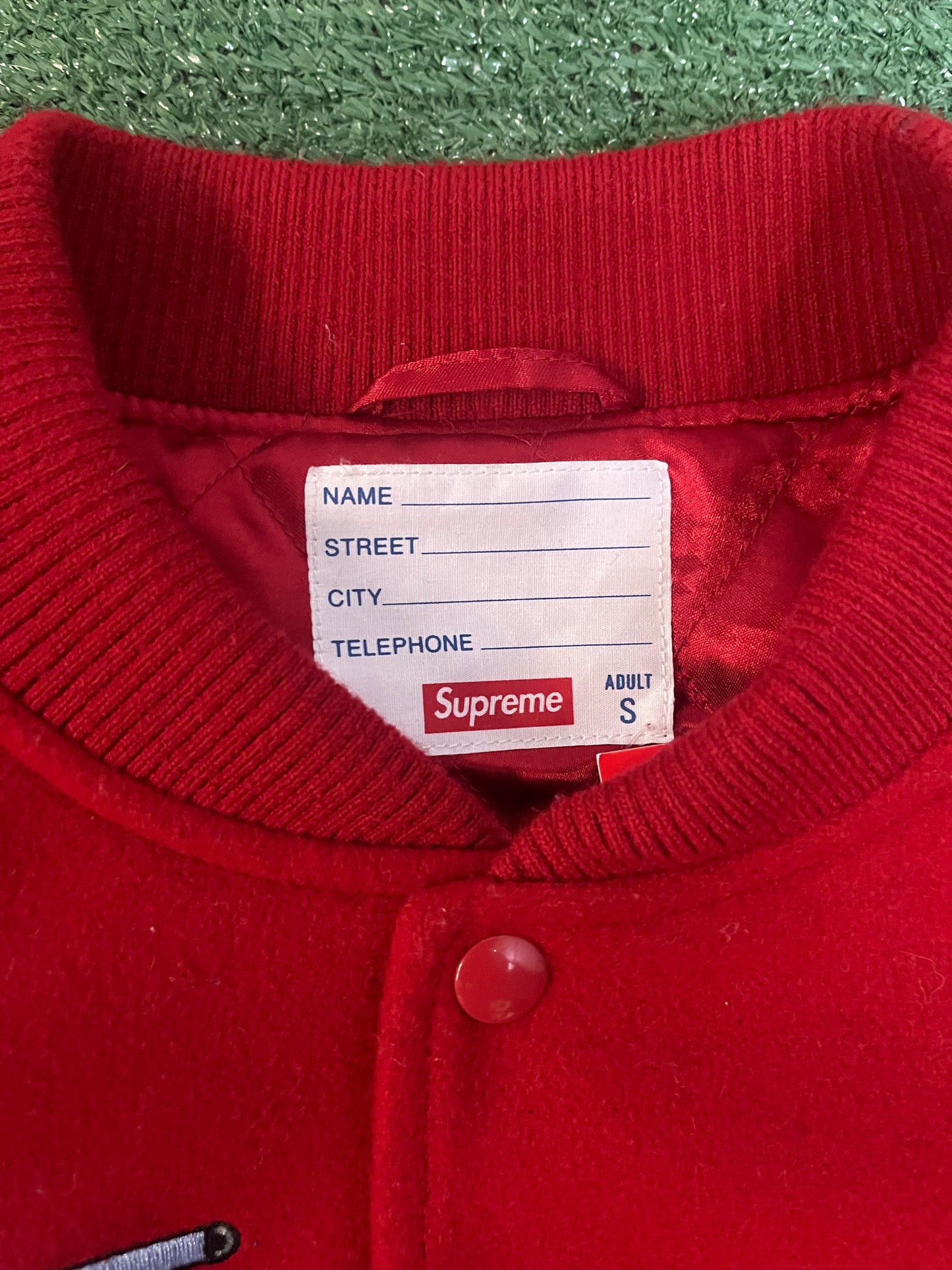 Supreme Aeon Flux varsity red jacket