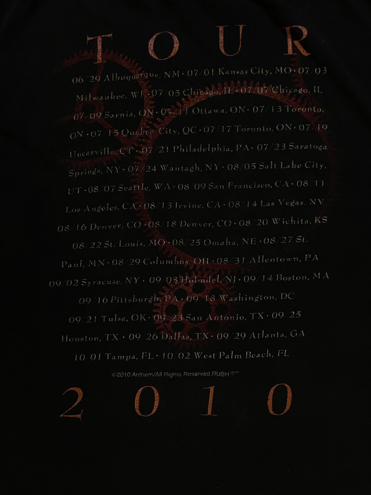 RUSH Time Machine 2010 tour tee