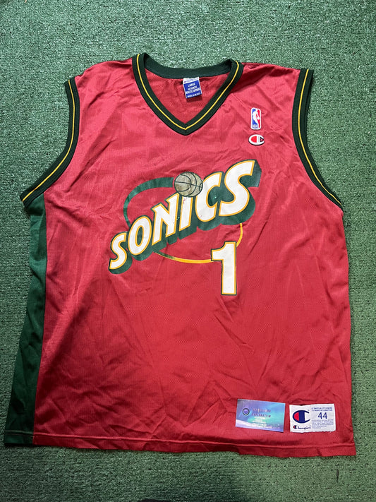 Vintage 1990s Seattle Sonics Horace grant #1 red champion jersey