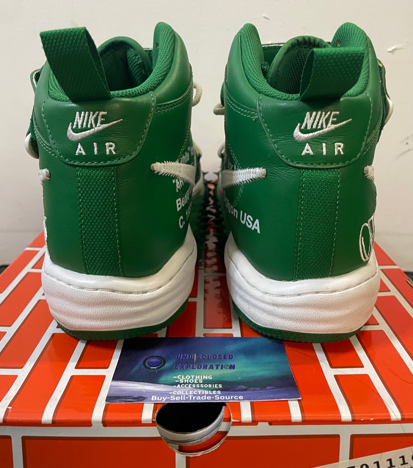 Off white X Nike Air Force 1 Mid pine green size 11men/12.5women