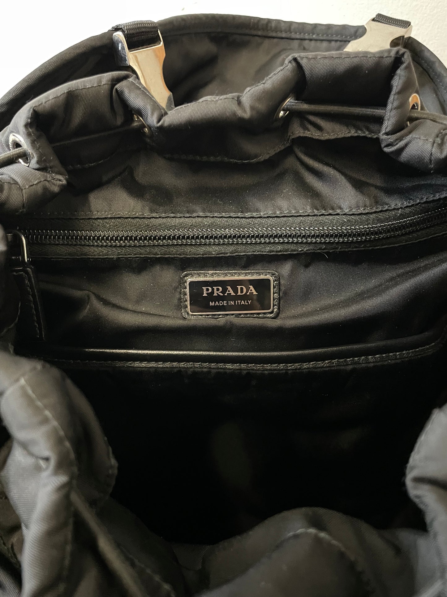 Prada Re-Nylon Padded Backpack With Hood In Black