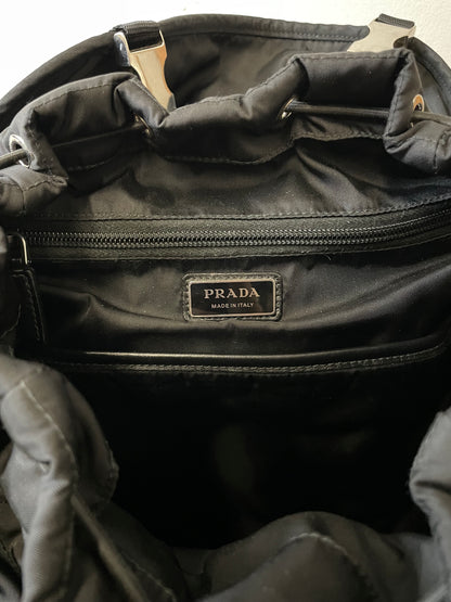 Prada Re-Nylon Padded Backpack With Hood In Black