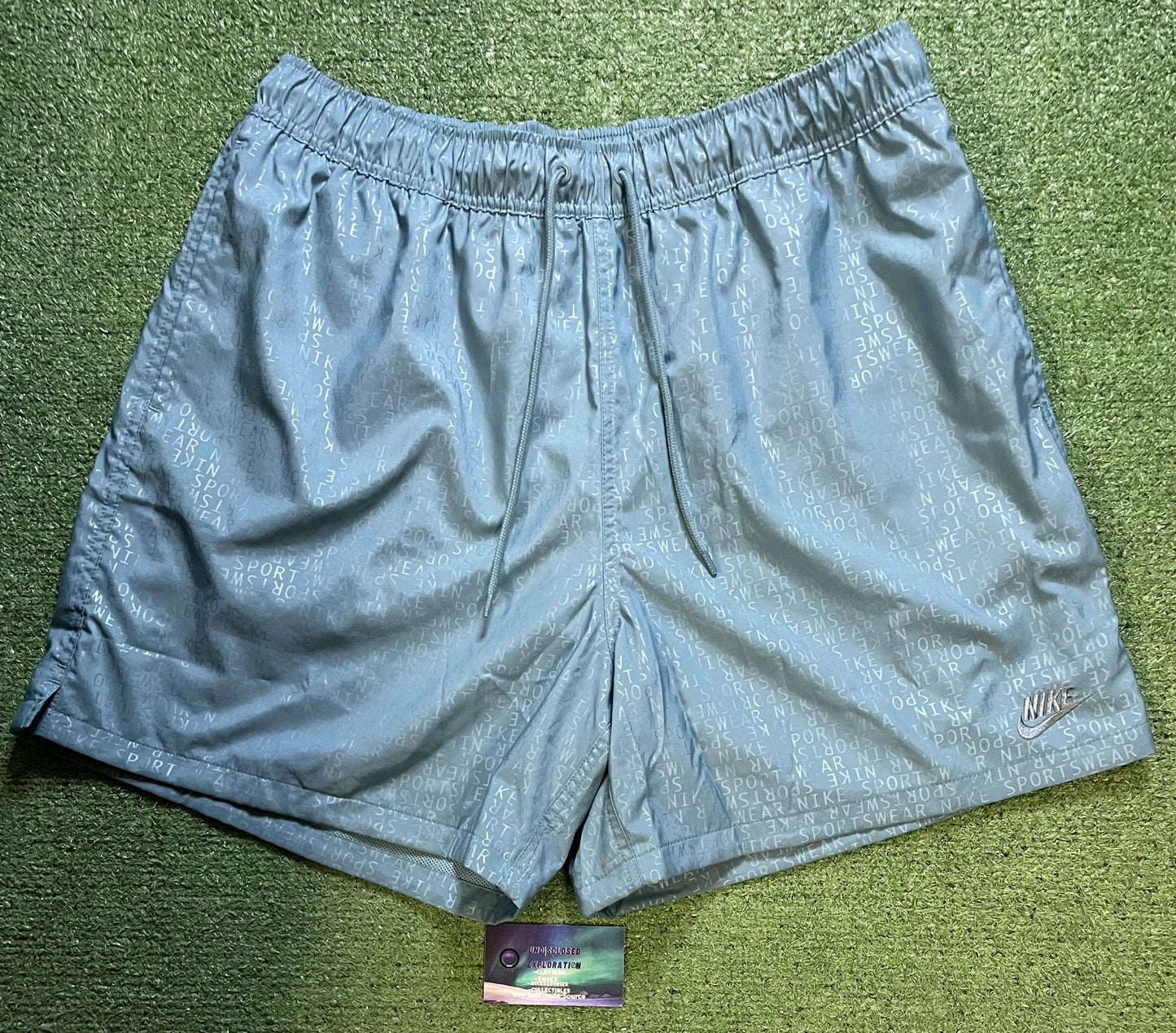 Nike light blue all over print shorts