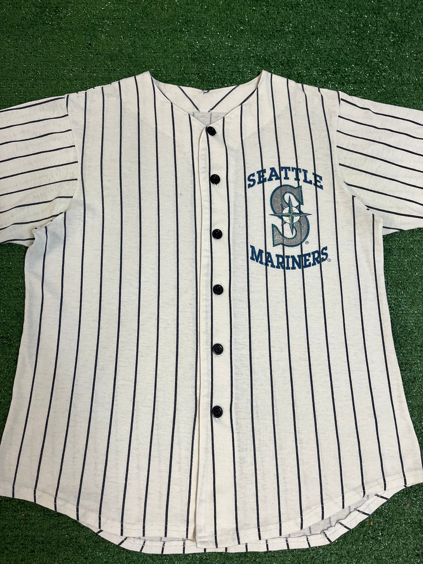 Vintage 1990s Seattle mariners pinstripe jersey