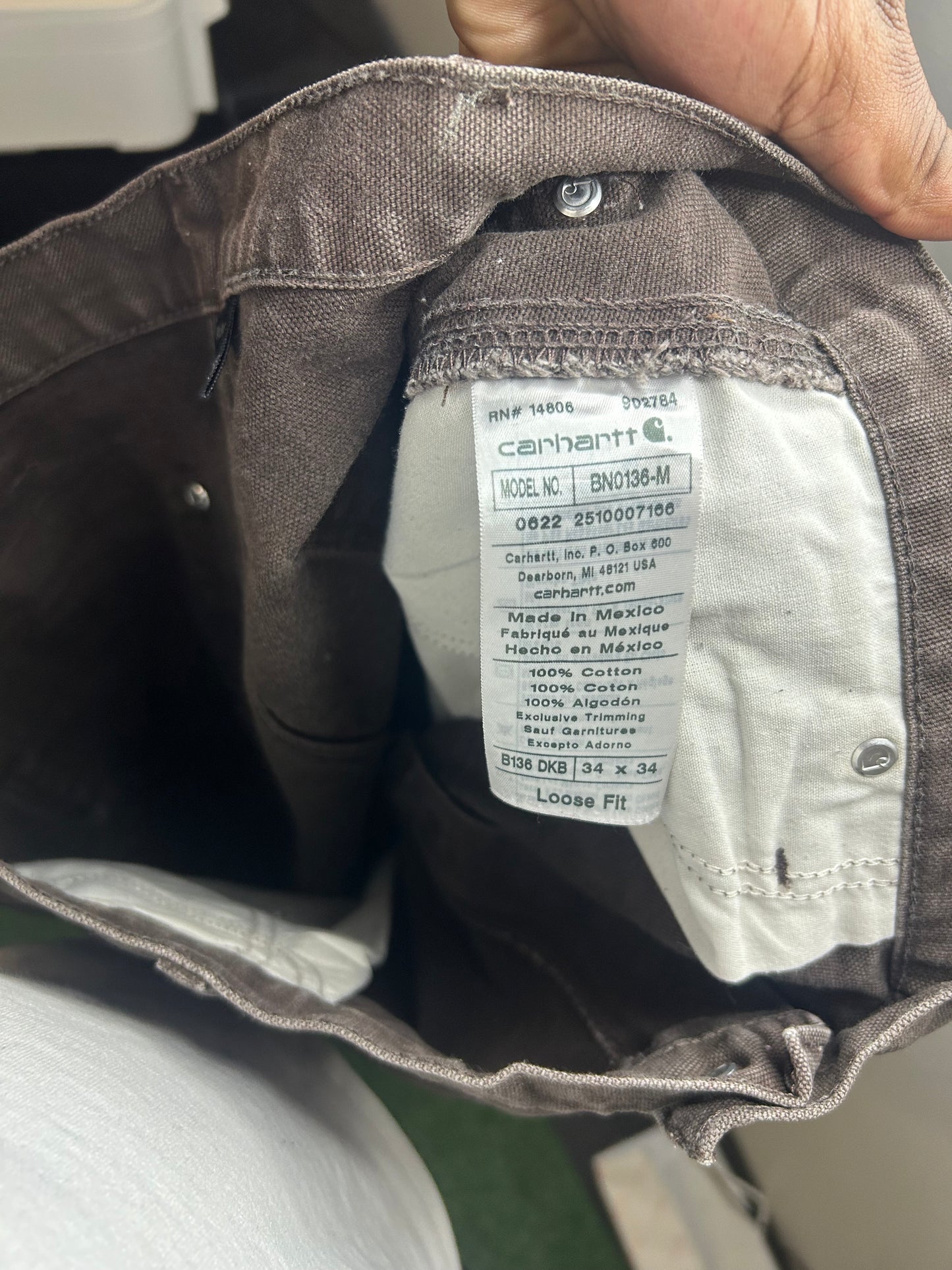 Carhartt brown distressed double knees pants