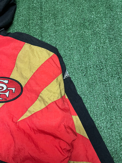 Vintage San Francisco 49ers 1990s Apex One Jacket  NFL Football Red Coat  Removable Hood