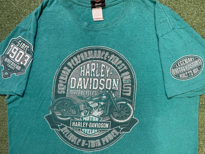 Harley Davidson motorcycle teal Tacoma tee