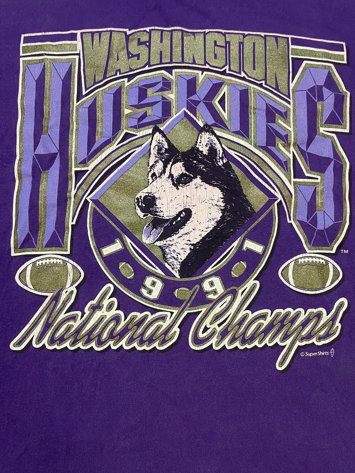 Vintage 1991 UW University of Washington Huskies National championships tee