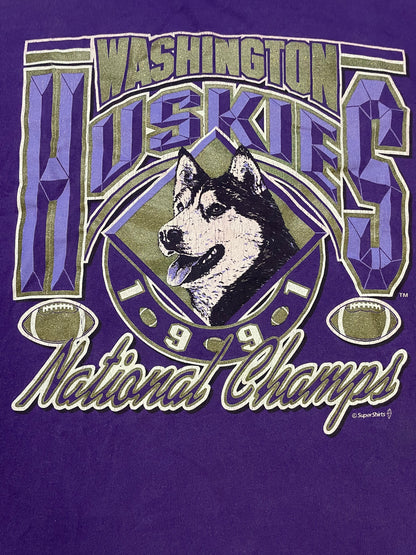 Vintage 1991 UW University of Washington Huskies National championships tee