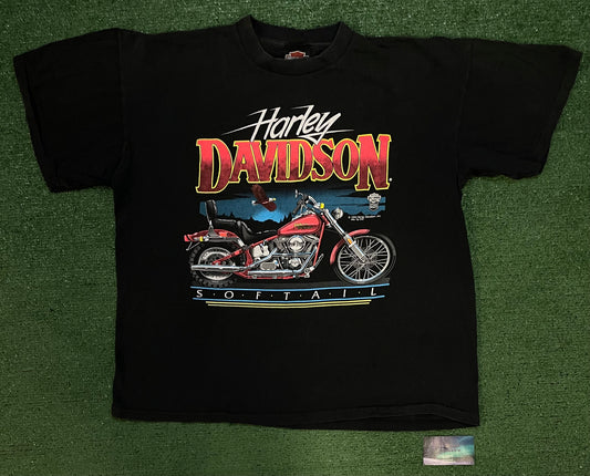 Vintage 1980s Harley Davidson softail motorcycle tee