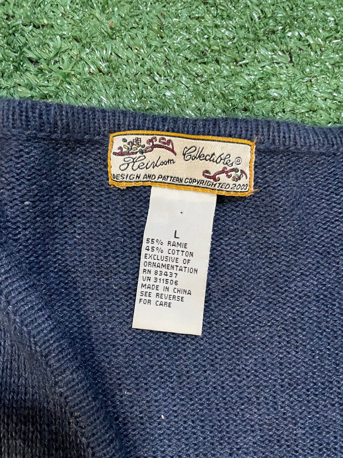 Vintage blue embroidered floral cardigan