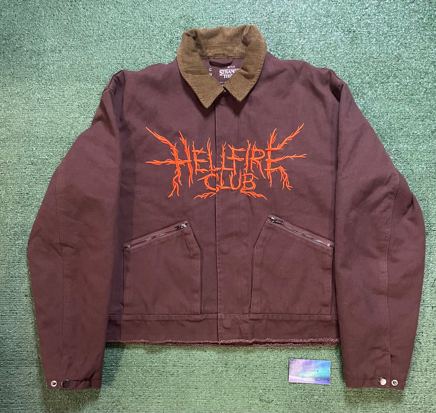 Netflix X stanger things hellfire brown zipup jacket