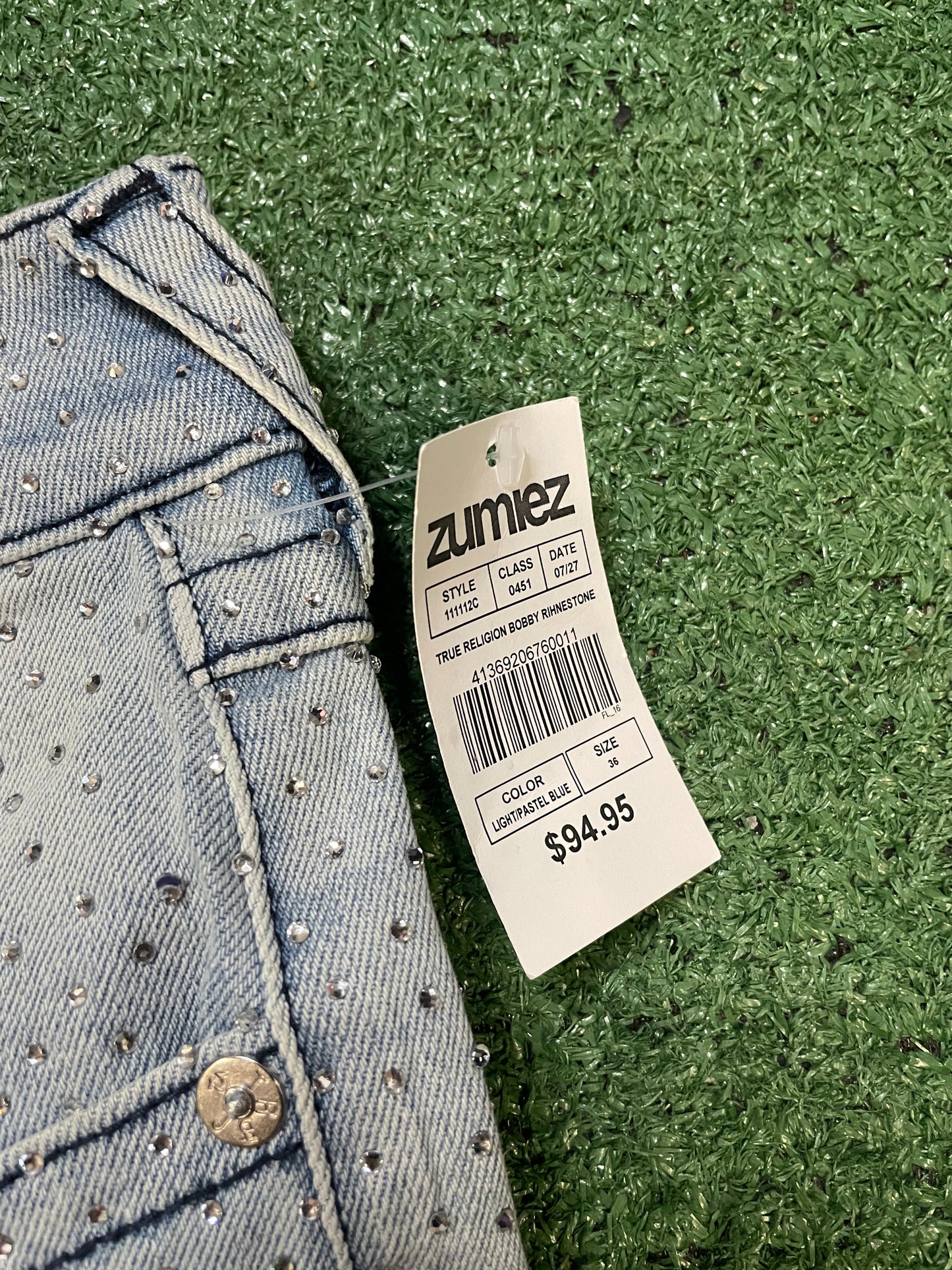 True Religion Crystal Flap Baggy jeans shorts
