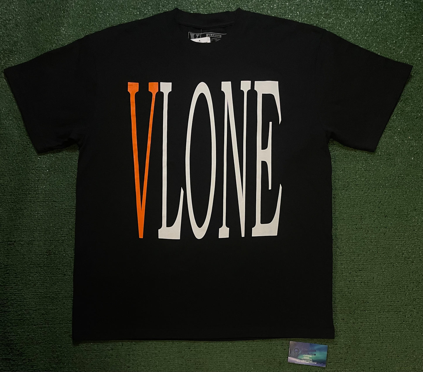 Vlone black & orange staple tee