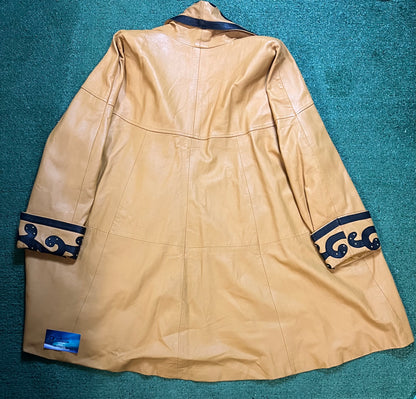 Vintage leather black yellow studded jacket