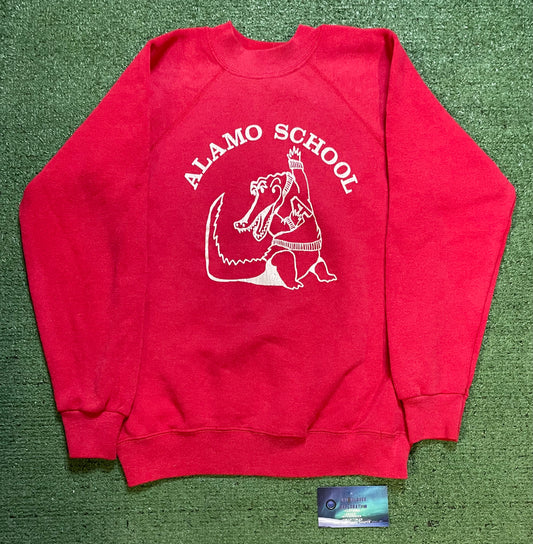 Vintage 1970s Alamo School alligator red youth crewneck