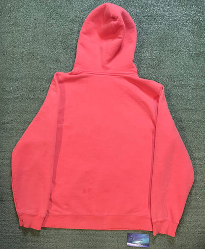 Stüssy Chenille Arch spellout coral hoodie