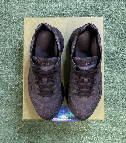 Gucci Rhyton Tessuto GG supreme Black monogram sneakers size 9men/10.5women(EU 43)