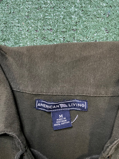 American Living olive brown polo
