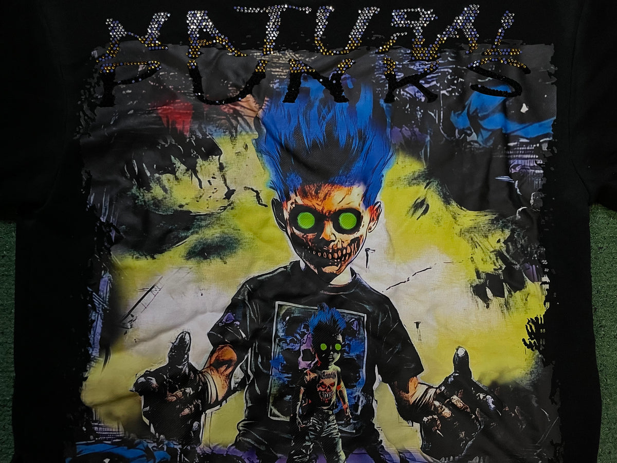 Natural Punks black rhinestone tee