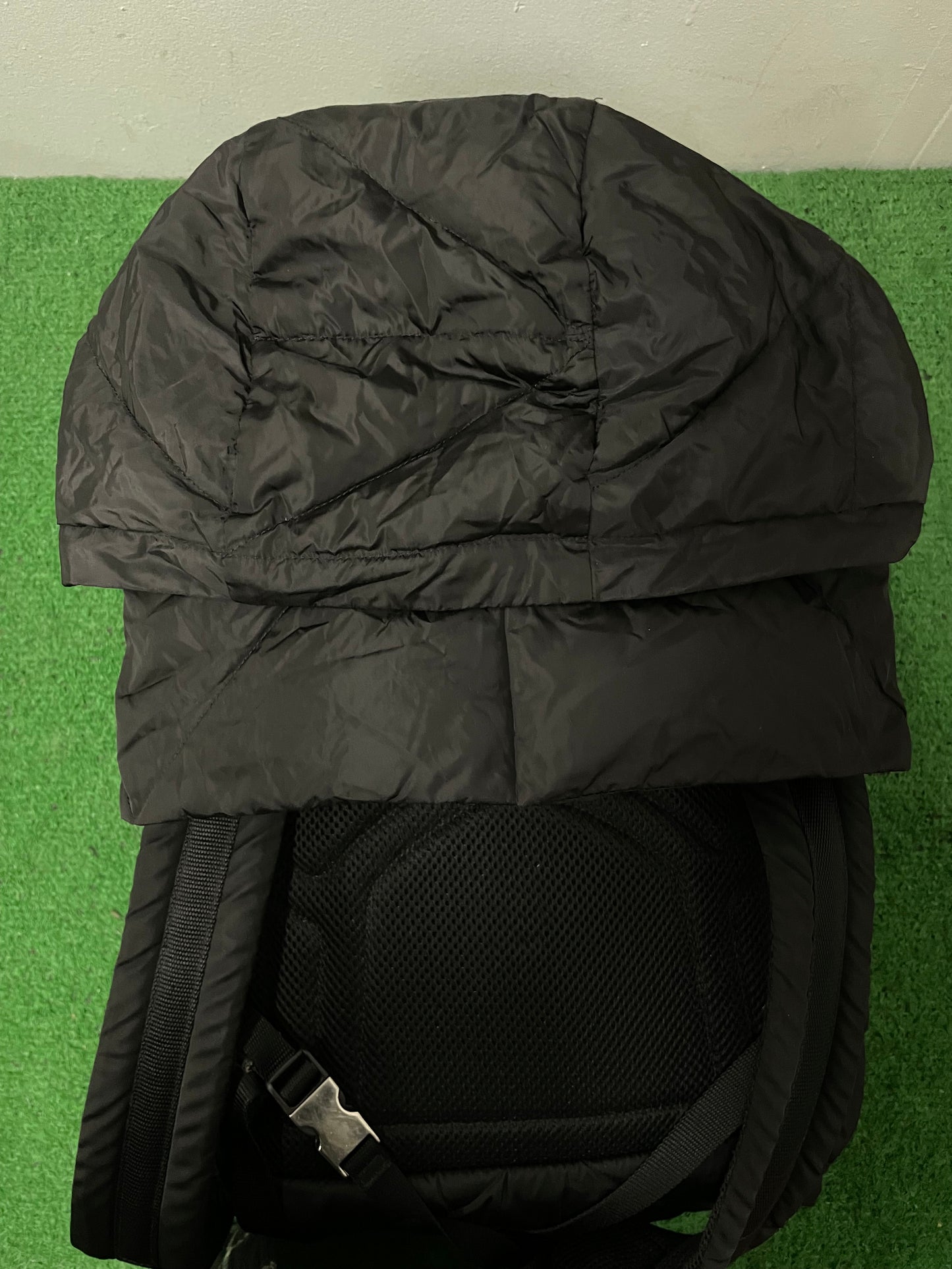 Prada Re-Nylon Padded Backpack With Hood In Black