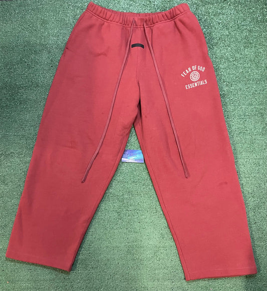 Fear of God ESSENTIALS Crimson University Fleece Relaxed Sweatpants