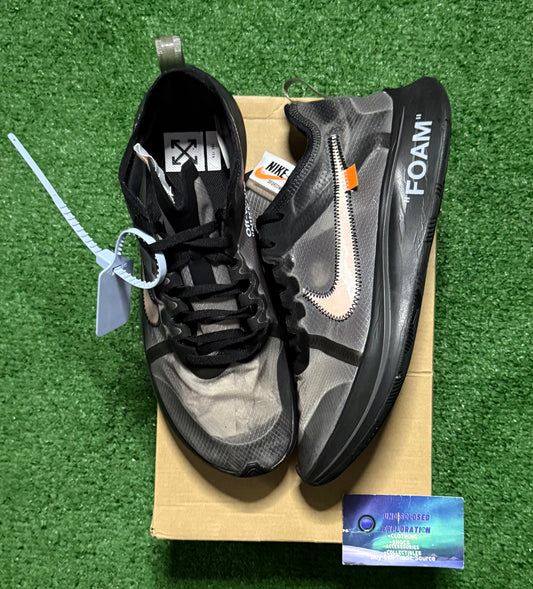 Nike Off-White Zoom Fly Black 10 Men/11.5 Women “Preowned”