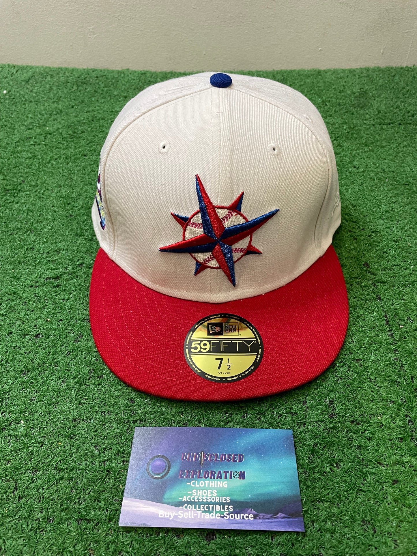 Seattle Mariners white and red 20th anniversary new era fitted hat